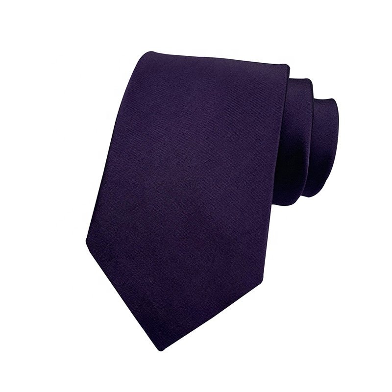 7cm wide Hand made solid neck ties fashion plain satin light violet purple Cravatte da uomo tie for men suits