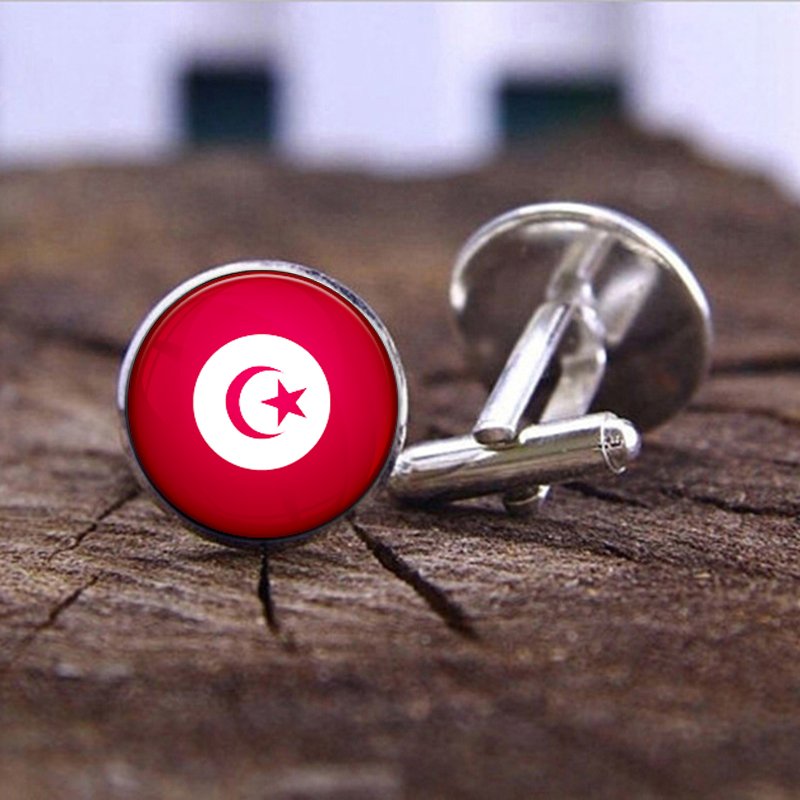 80 Models Tunisia Flag Map Tie Clip Lapel Pin Ring Brooch Cuff Link Necklace Bracelet Earrings Key Chain Tunisian Jewelry Set
