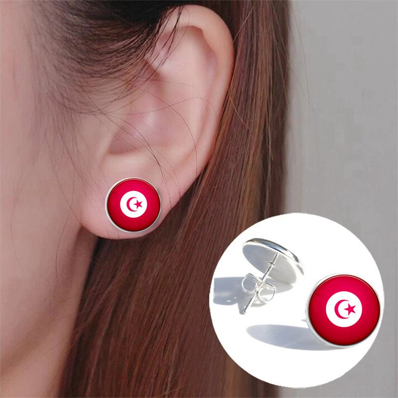 80 Models Tunisia Flag Map Tie Clip Lapel Pin Ring Brooch Cuff Link Necklace Bracelet Earrings Key Chain Tunisian Jewelry Set