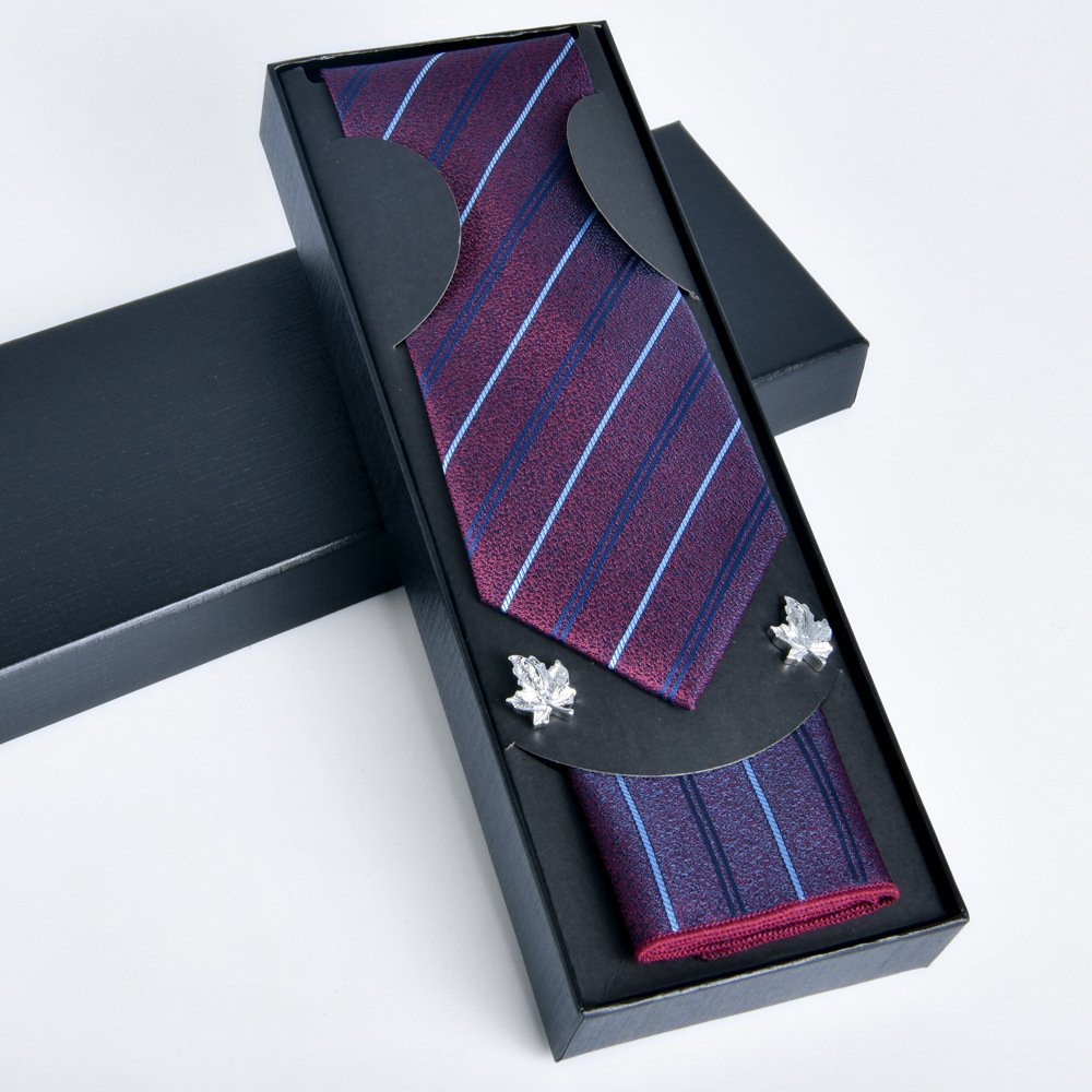 Factory direct luxury woven ties for men stripe striped black silk ties with logo