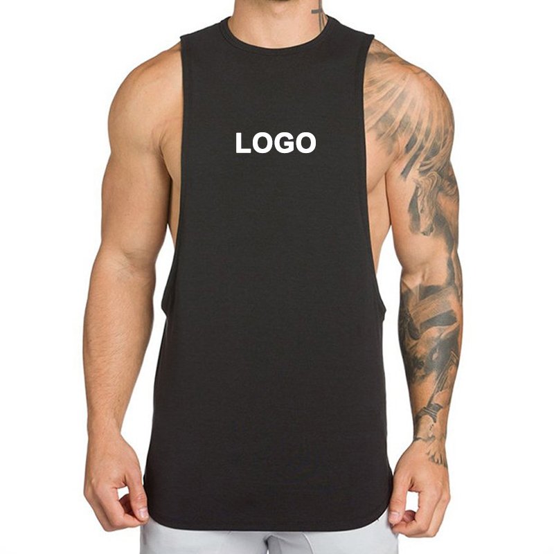 New Design Organic Cotton Men's Gym Tank Top Bodybuilding Muscle Stringers Singlet Vest Workout Sleeveless Fitness T- Shirts