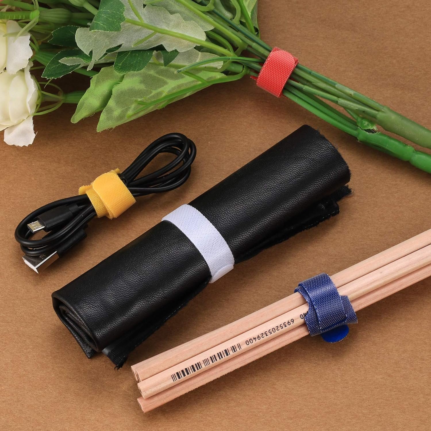 Custom Logo Reusable Cable Ties Hook And Loop Fastener Tape