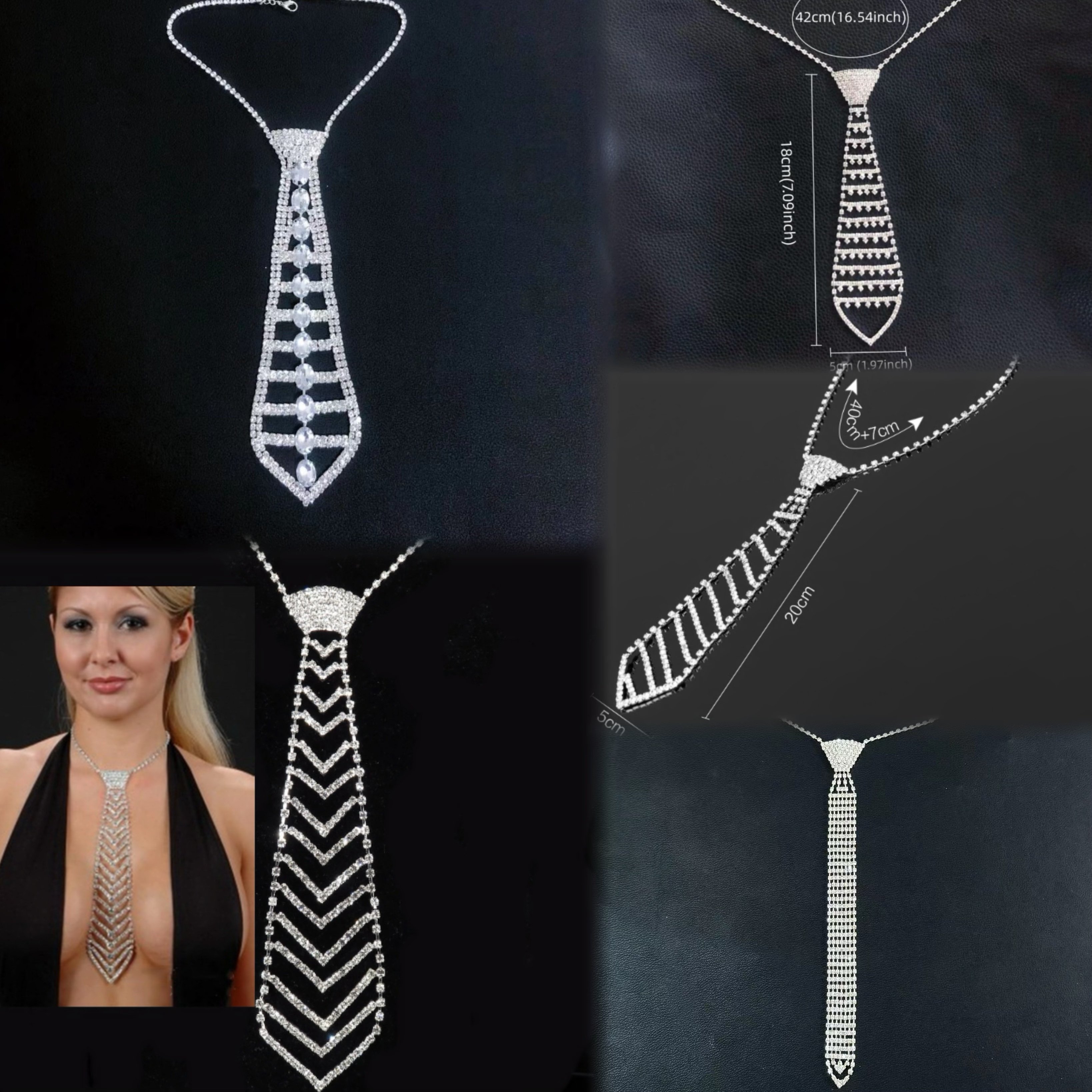 Wholesale Factory Price New Fashion Low Cost Sexy Rhinestone Necktie Choker Women Necklace Crystal Beads Neck Tie