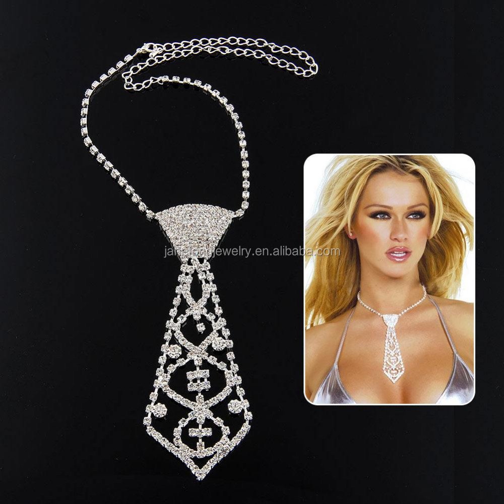 Wholesale Factory Price New Fashion Low Cost Sexy Rhinestone Necktie Choker Women Necklace Crystal Beads Neck Tie