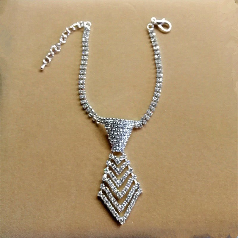 Wholesale Factory Price New Fashion Low Cost Sexy Rhinestone Necktie Choker Women Necklace Crystal Beads Neck Tie