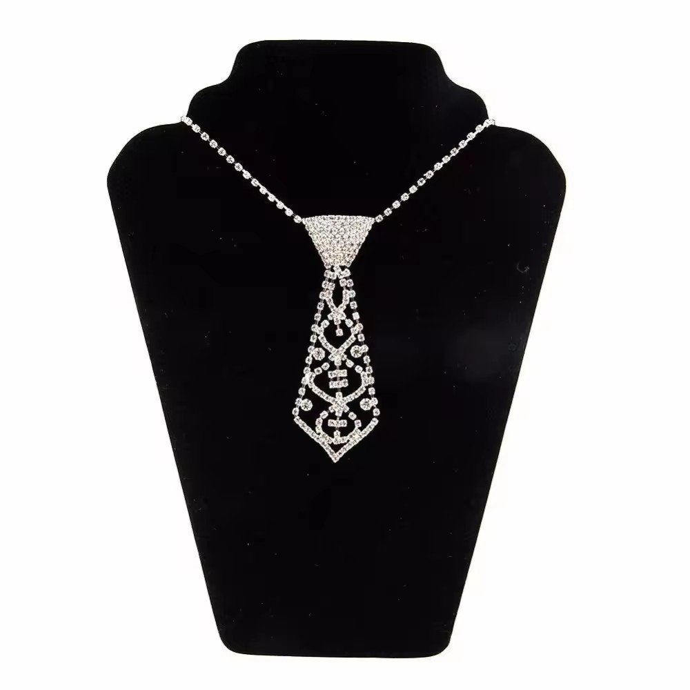 Wholesale Factory Price New Fashion Low Cost Sexy Rhinestone Necktie Choker Women Necklace Crystal Beads Neck Tie