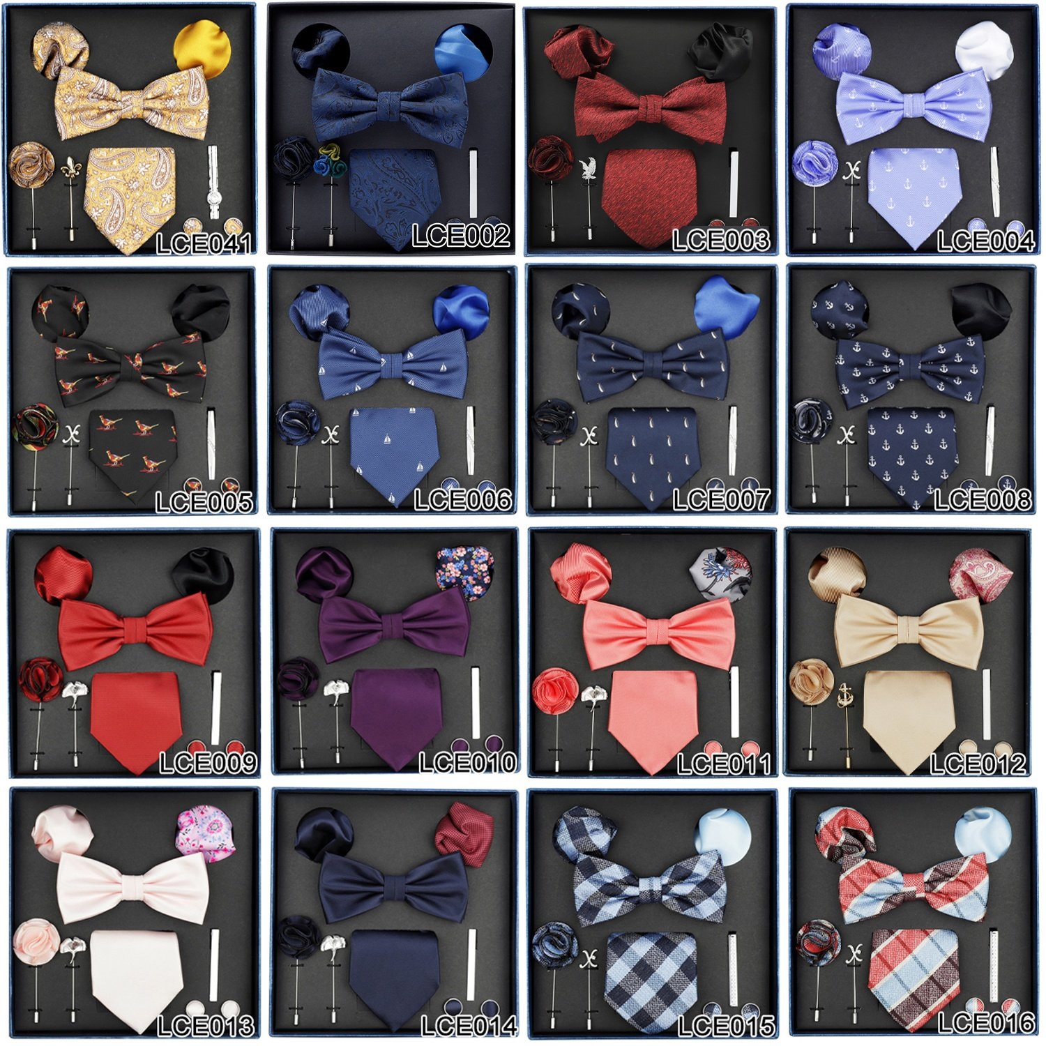 Custom 100% Polyester Handmade Tie Bowties Accessories Pocket Squares Cufflink Tie Clip Neck Ties For Men
