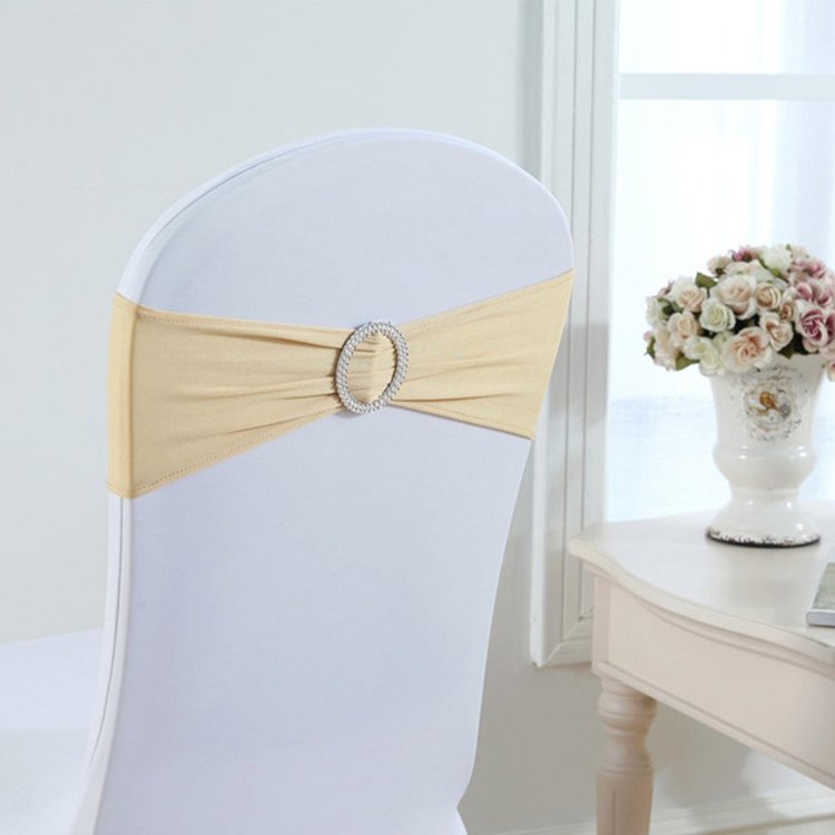 Wholesale Banquet Spandex Chair Sash Knot Wedding Bow Chair Sashes Gold Ties Backs Wedding Decorative Bows For Chairs