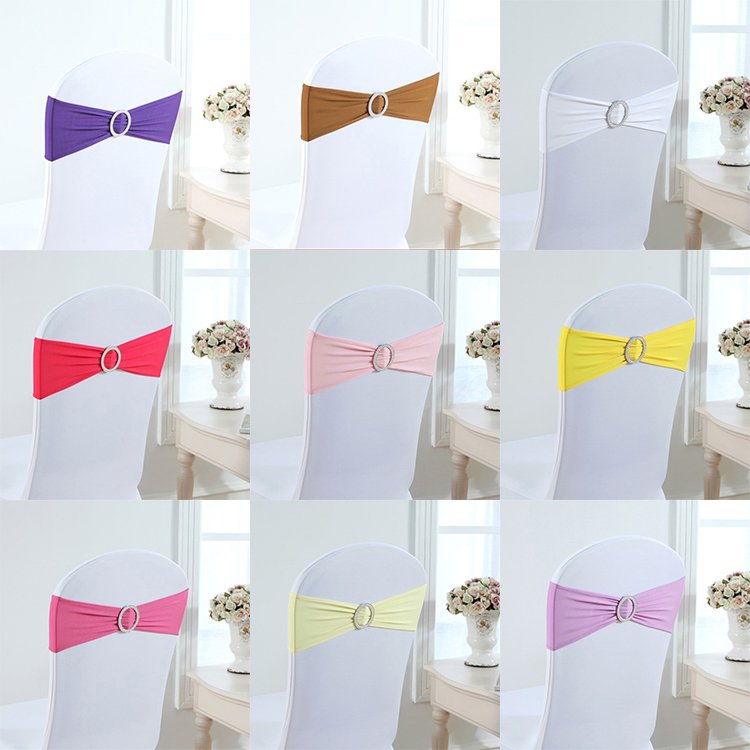 Wholesale Banquet Spandex Chair Sash Knot Wedding Bow Chair Sashes Gold Ties Backs Wedding Decorative Bows For Chairs