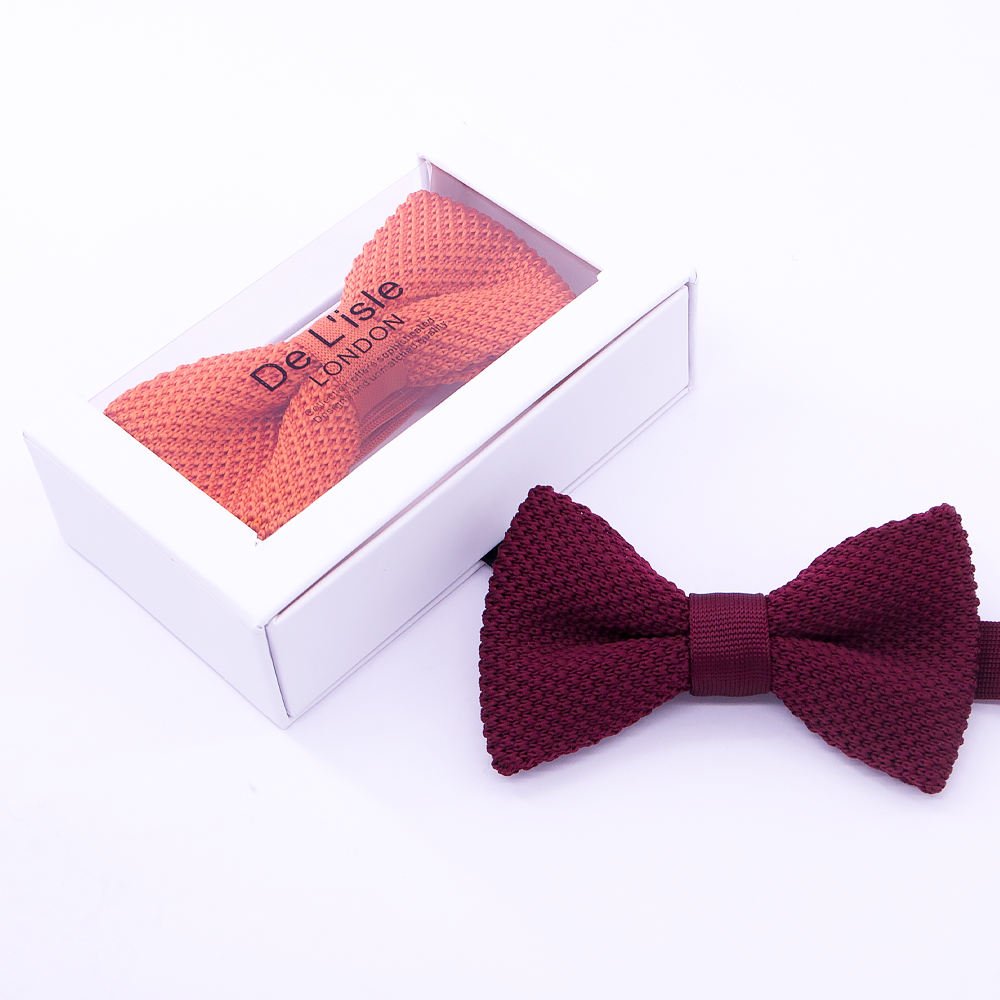 Newest Popular OEM/ODM Solid Color Knit Bowties High Quality 100% Polyester Low Price Handmade Knitted Bow Tie For Wholesale