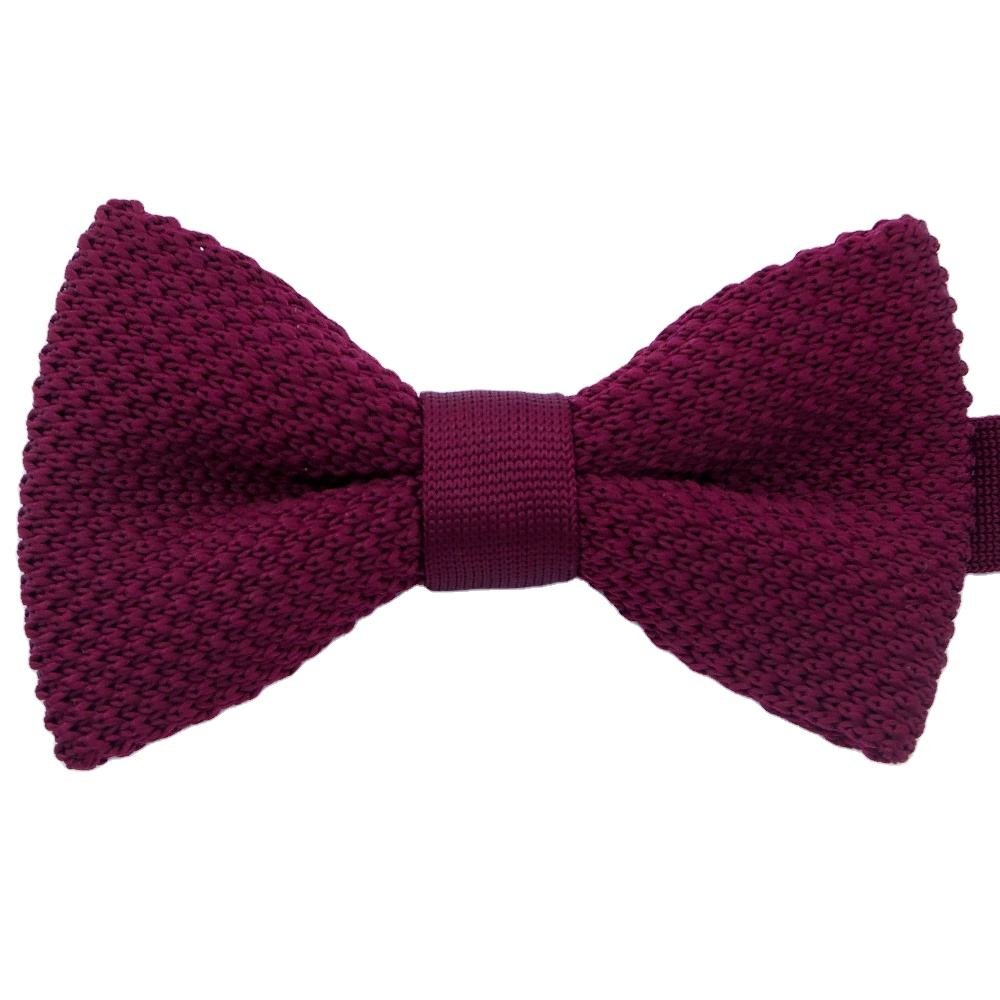 Newest Popular OEM/ODM Solid Color Knit Bowties High Quality 100% Polyester Low Price Handmade Knitted Bow Tie For Wholesale