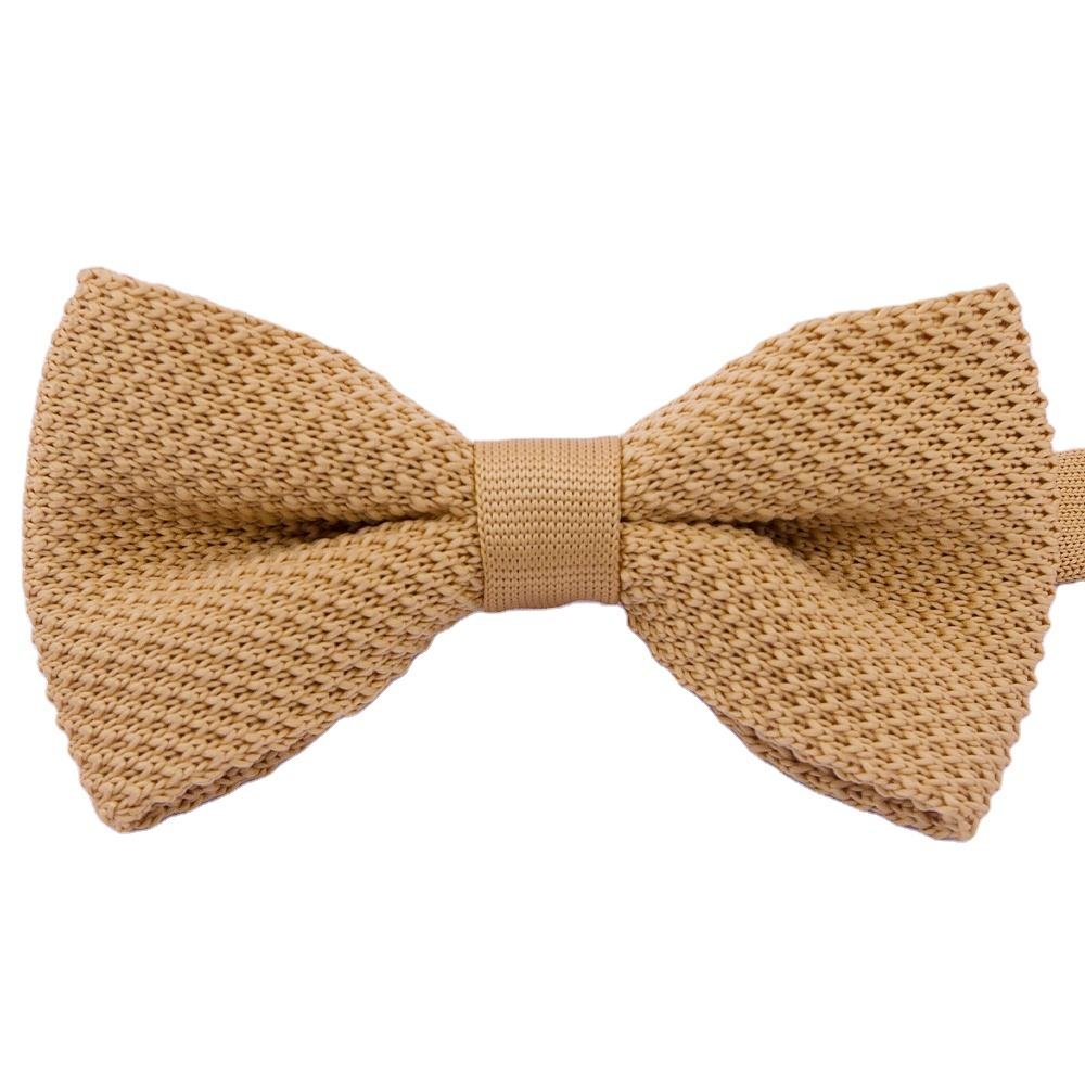 Newest Popular OEM/ODM Solid Color Knit Bowties High Quality 100% Polyester Low Price Handmade Knitted Bow Tie For Wholesale