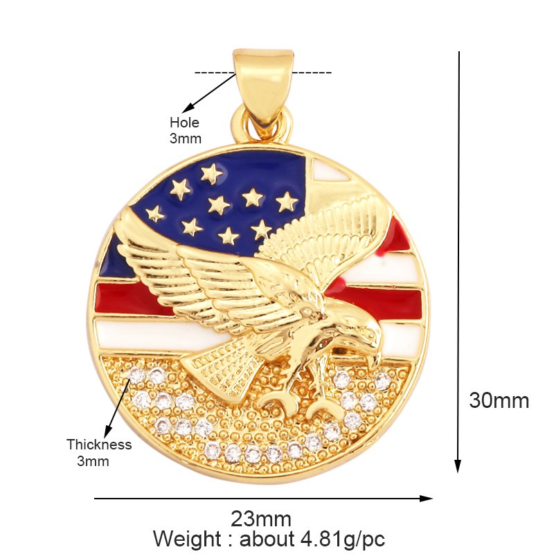 Statue of Liberty Angle Eagle Money Coin Charm Pendant,18K Gold Plated Colour,Necklace Bracelet for Handmade Jewelry Supply L27