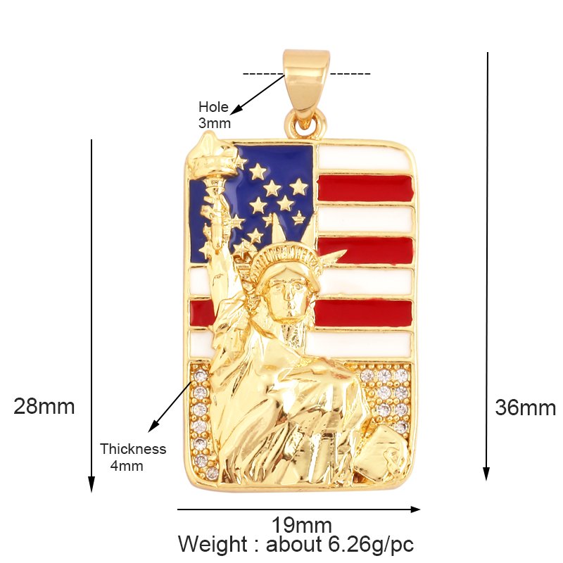 Statue of Liberty Angle Eagle Money Coin Charm Pendant,18K Gold Plated Colour,Necklace Bracelet for Handmade Jewelry Supply L27
