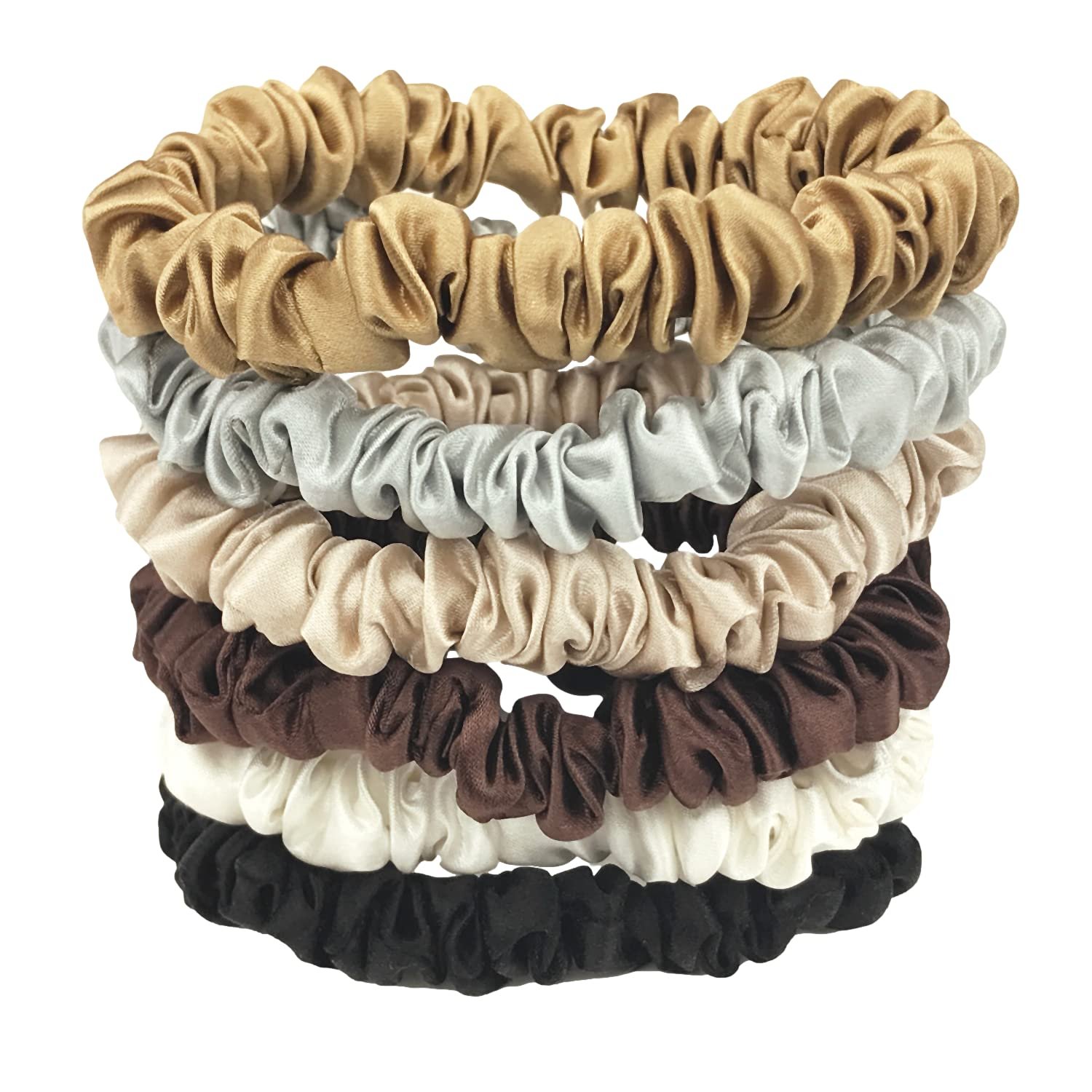 Hot Selling 16mm 1cm width printed color 100%Silk Skinny Hair Ties Scrunchies for Women Girls Hair Accessories