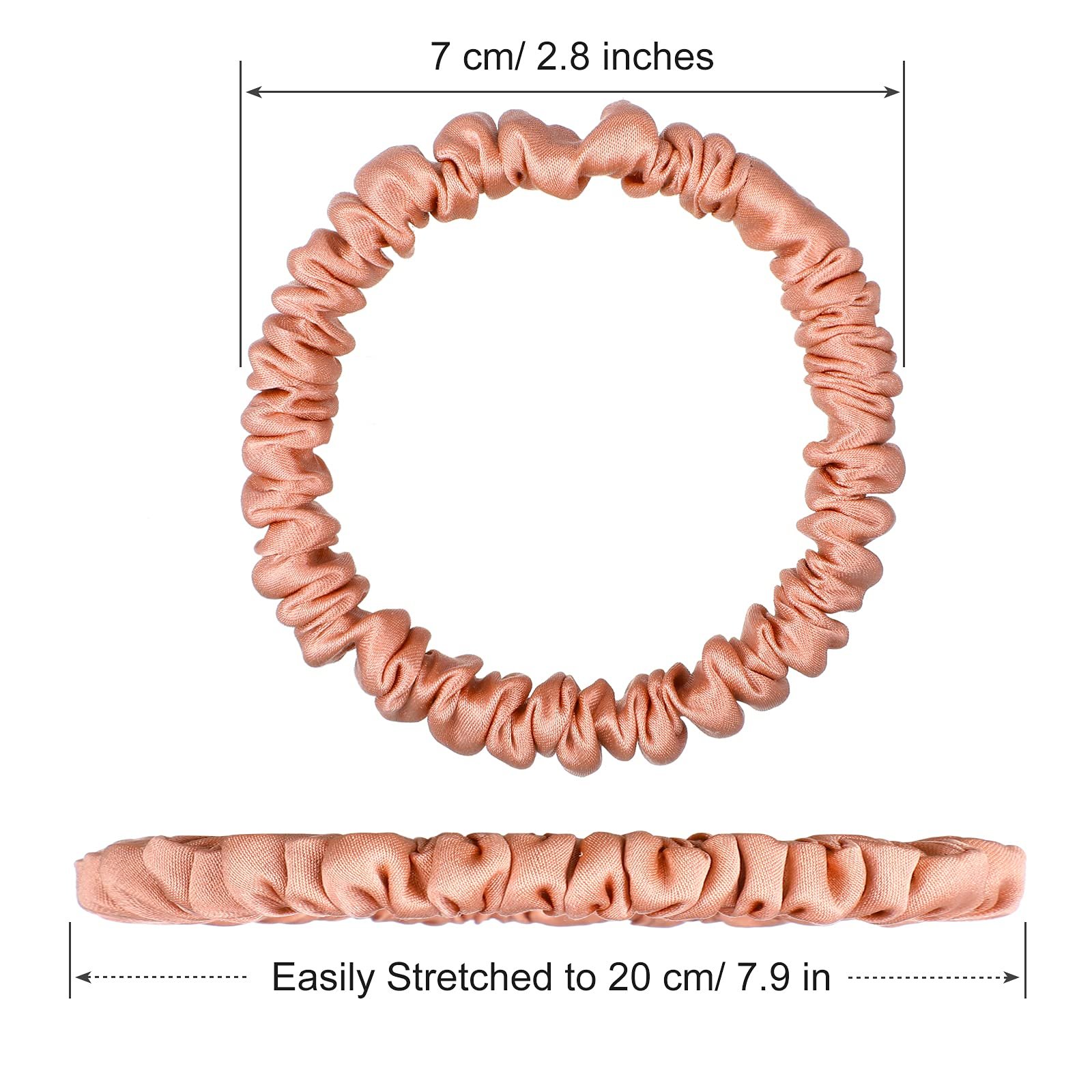 Hot Selling 16mm 1cm width printed color 100%Silk Skinny Hair Ties Scrunchies for Women Girls Hair Accessories