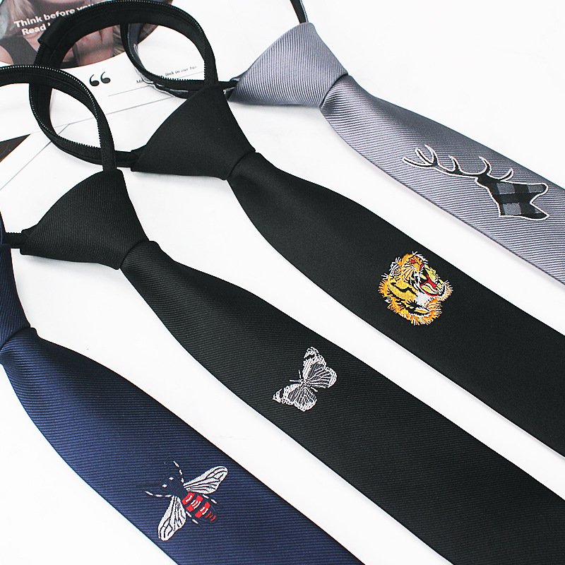 Jacquard Woven Custom Logo Narrow Necktie in Polyester Panel Design Skinny Tie One Way Cutting Personality Mens Slim Neckties