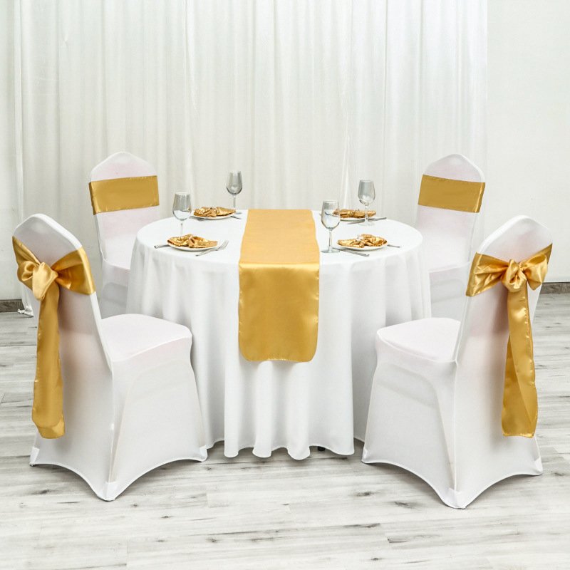 Satin bow tie satin ribbon chair back flower decoration banquet wedding wholesale