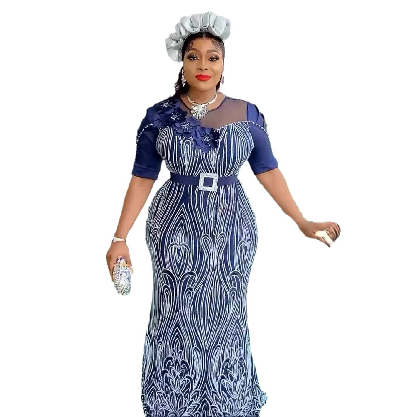 Slim Fishtail Evening Dress Long Skirt African Women's Clothing Large Size Dress Cross-border European and American Sequined