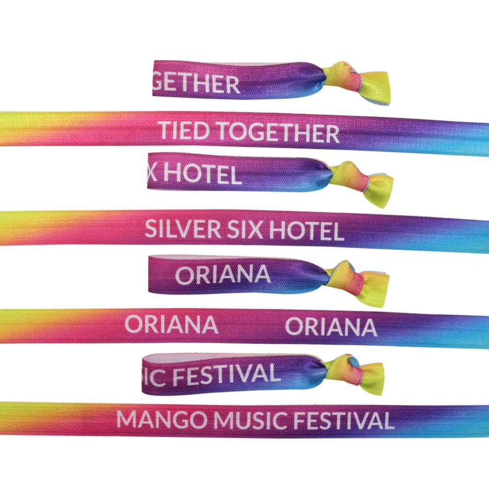 Custom ombre colored hair ties bracelets for wedding festival party shower concert