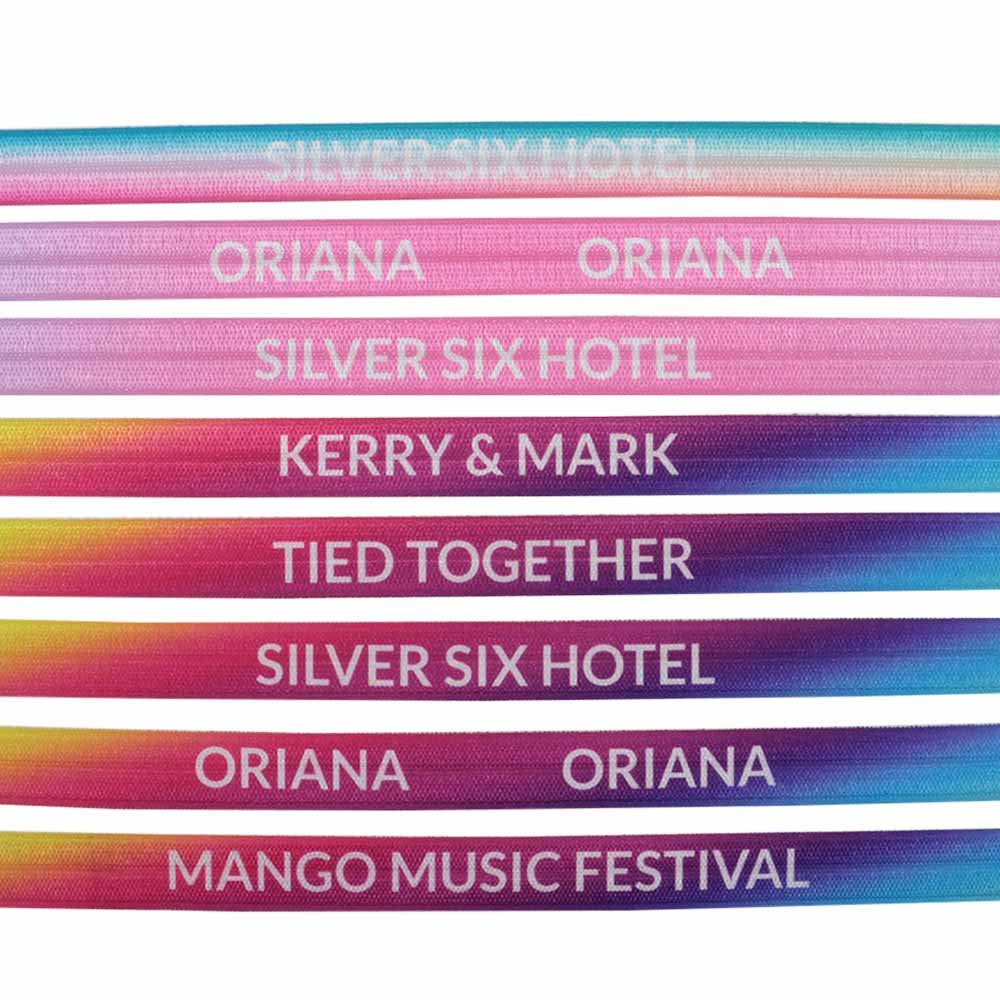 Custom ombre colored hair ties bracelets for wedding festival party shower concert