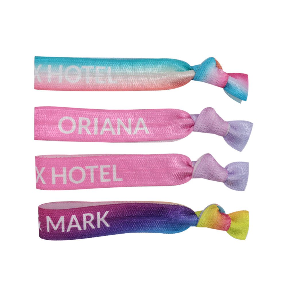 Custom ombre colored hair ties bracelets for wedding festival party shower concert