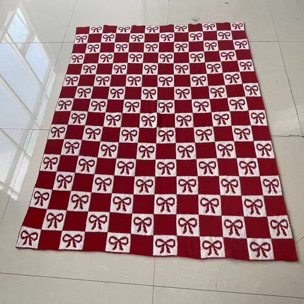 50" x 60" Bed Throw Blanket Bow Pattern Throw Blanket for Home Decor and Gift Microfiber Soft Cozy Fluffy Bow Tie Blanket