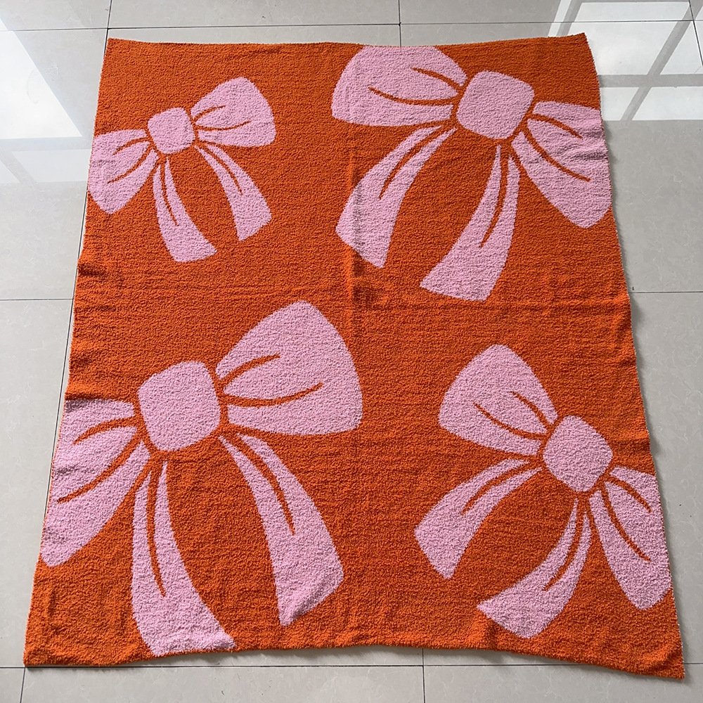 50" x 60" Bed Throw Blanket Bow Pattern Throw Blanket for Home Decor and Gift Microfiber Soft Cozy Fluffy Bow Tie Blanket