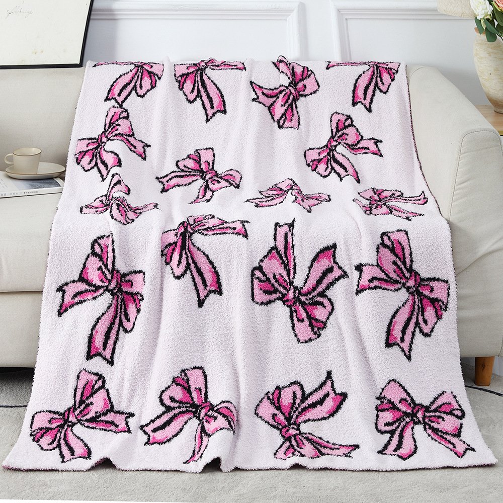 50" x 60" Bed Throw Blanket Bow Pattern Throw Blanket for Home Decor and Gift Microfiber Soft Cozy Fluffy Bow Tie Blanket