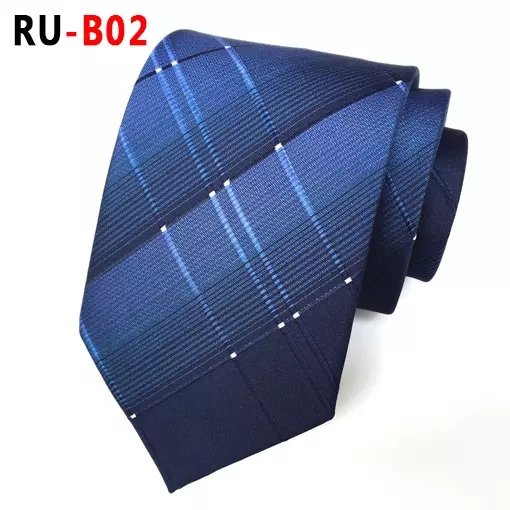 2022 New Polyester jacquard 8cm fashion plaid formal business coat neck ties for men