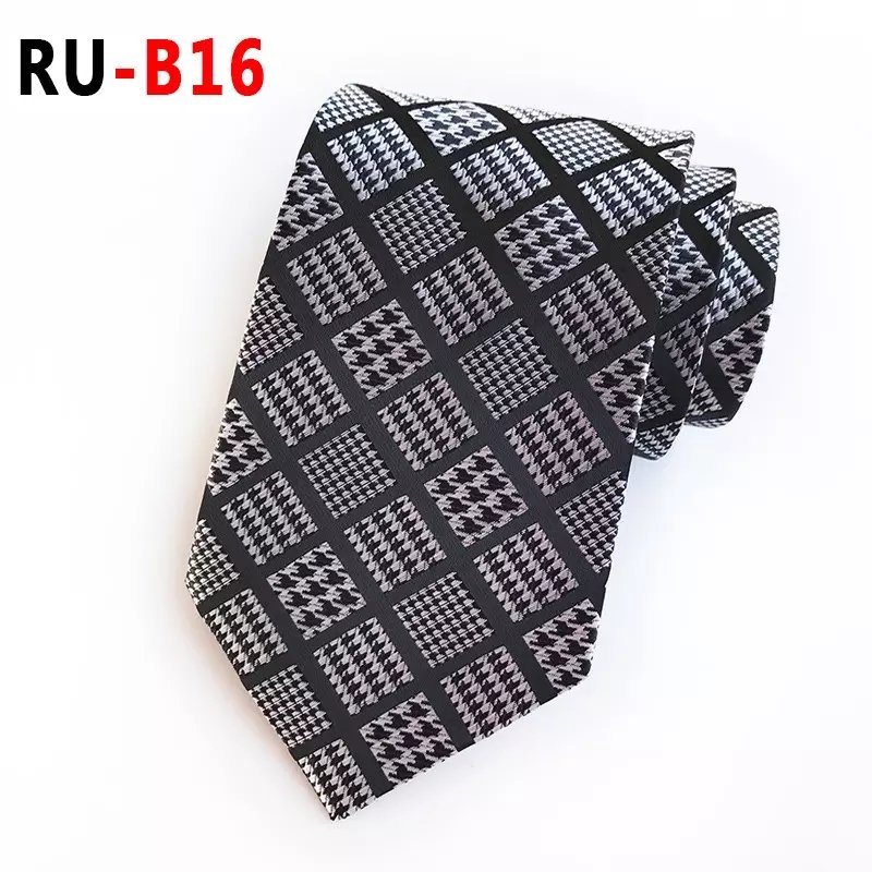 2022 New Polyester jacquard 8cm fashion plaid formal business coat neck ties for men