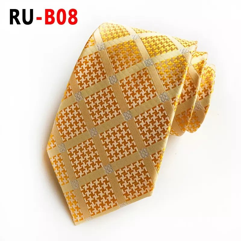 2022 New Polyester jacquard 8cm fashion plaid formal business coat neck ties for men