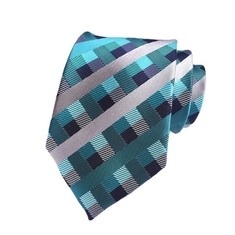 2022 New Polyester jacquard 8cm fashion plaid formal business coat neck ties for men