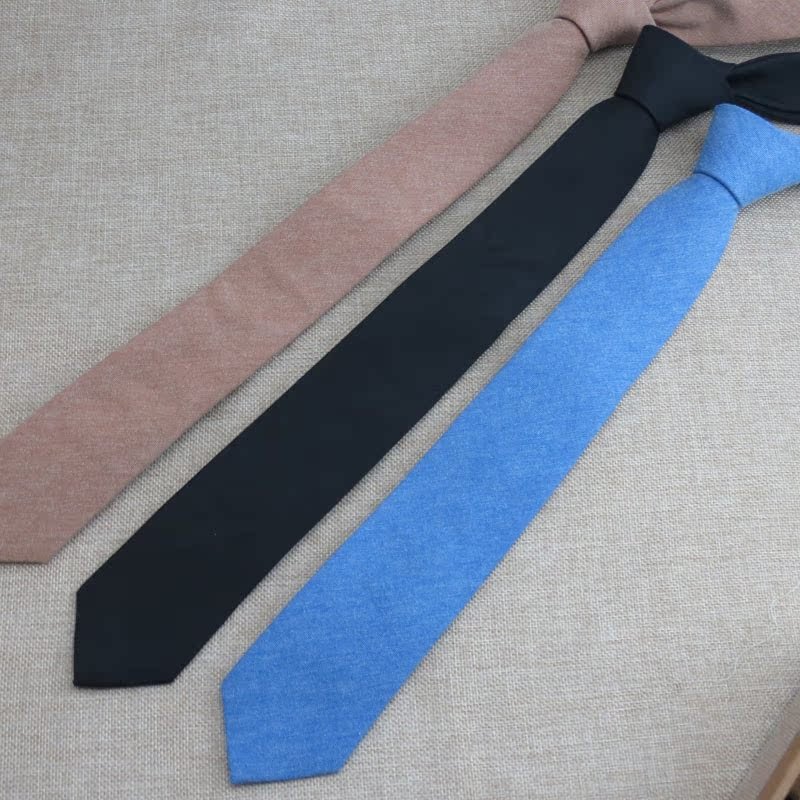 2024 Good quality monochrome narrow tie marriage new cotton boutique white point plain cotton tie