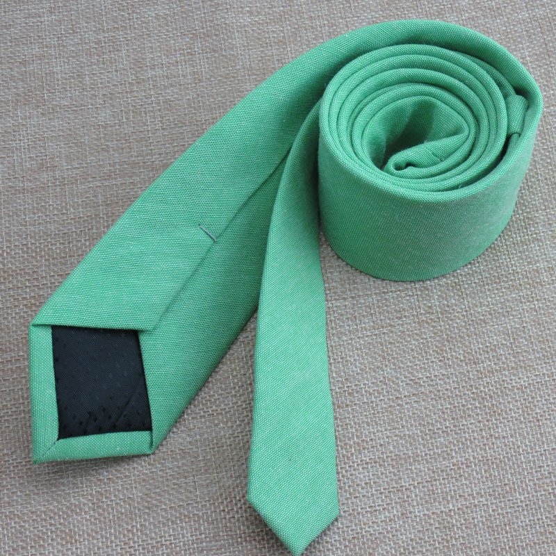 2024 Good quality monochrome narrow tie marriage new cotton boutique white point plain cotton tie