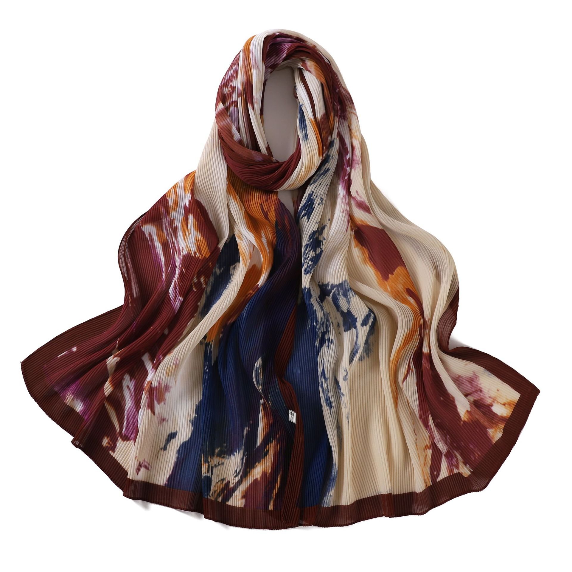 New hot selling wrinkled tie-dye printed long scarf comfortable skin-friendly long scarf shawl accessories warm shawl 177*51CM
