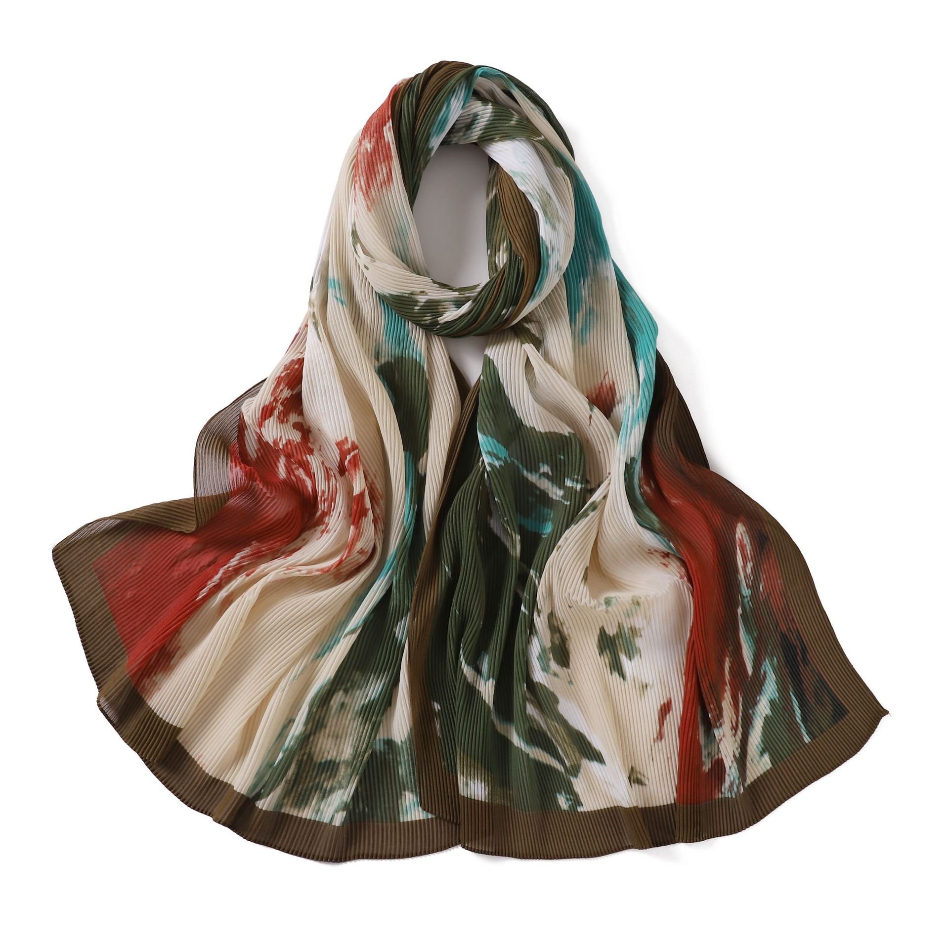 New hot selling wrinkled tie-dye printed long scarf comfortable skin-friendly long scarf shawl accessories warm shawl 177*51CM