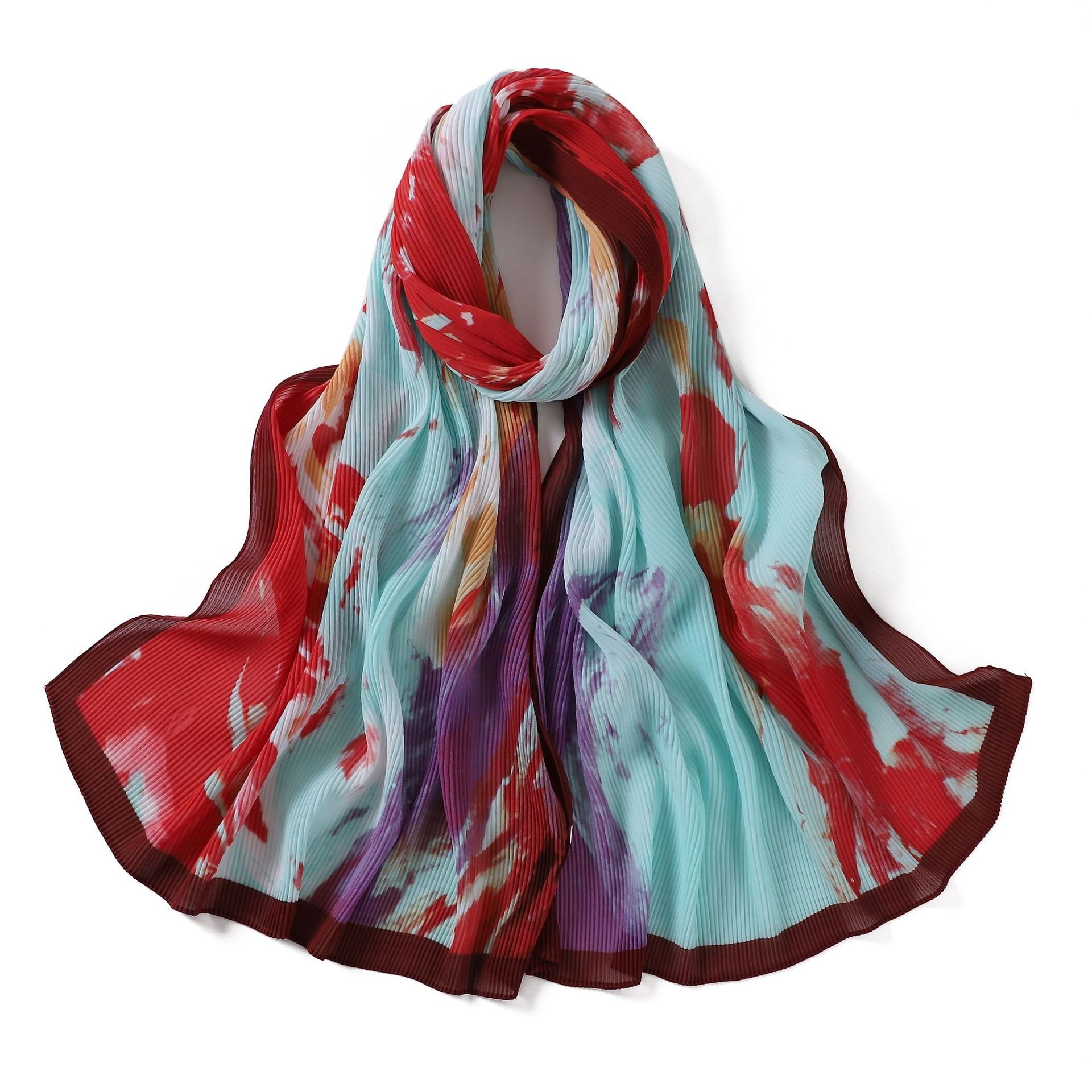 New hot selling wrinkled tie-dye printed long scarf comfortable skin-friendly long scarf shawl accessories warm shawl 177*51CM