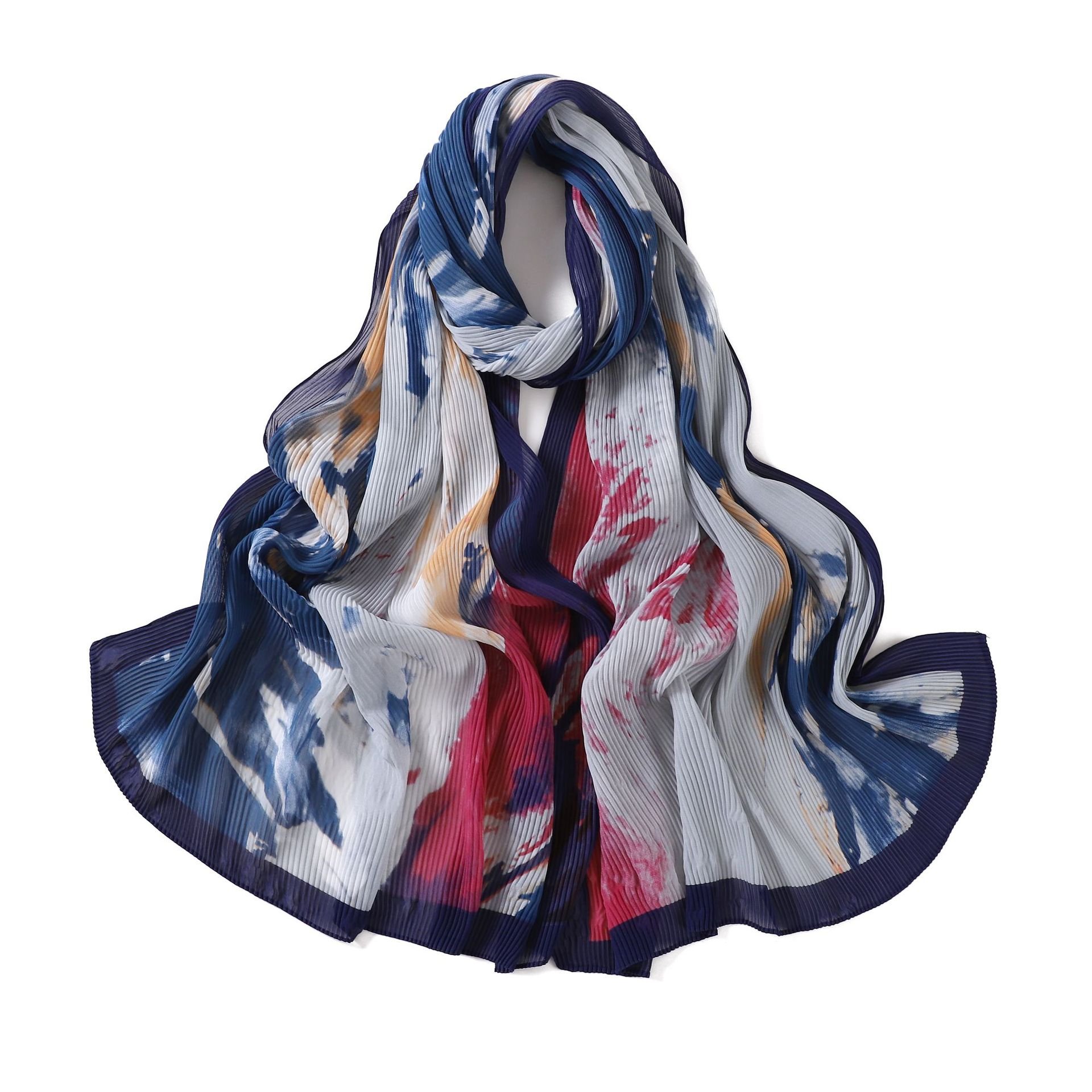New hot selling wrinkled tie-dye printed long scarf comfortable skin-friendly long scarf shawl accessories warm shawl 177*51CM