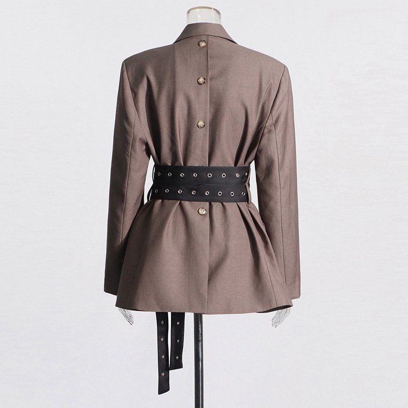 Boutique Wholesale 2024 Autumn New Fashionable and Personalized Design Sense Tie Up Waist Slimming Women's Suit