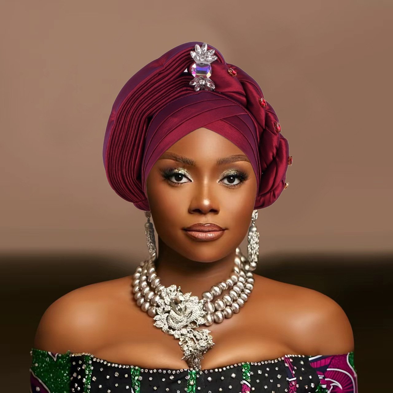 Whosale 2024 new arrival ladies beaded turbans headwear fashion plain pre-tied twisted muslim women's african hat styles