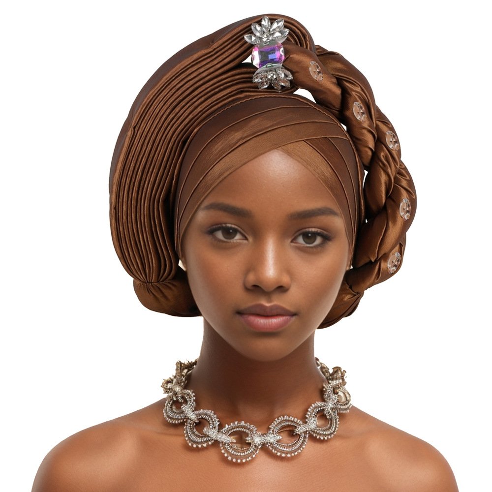 Whosale 2024 new arrival ladies beaded turbans headwear fashion plain pre-tied twisted muslim women's african hat styles