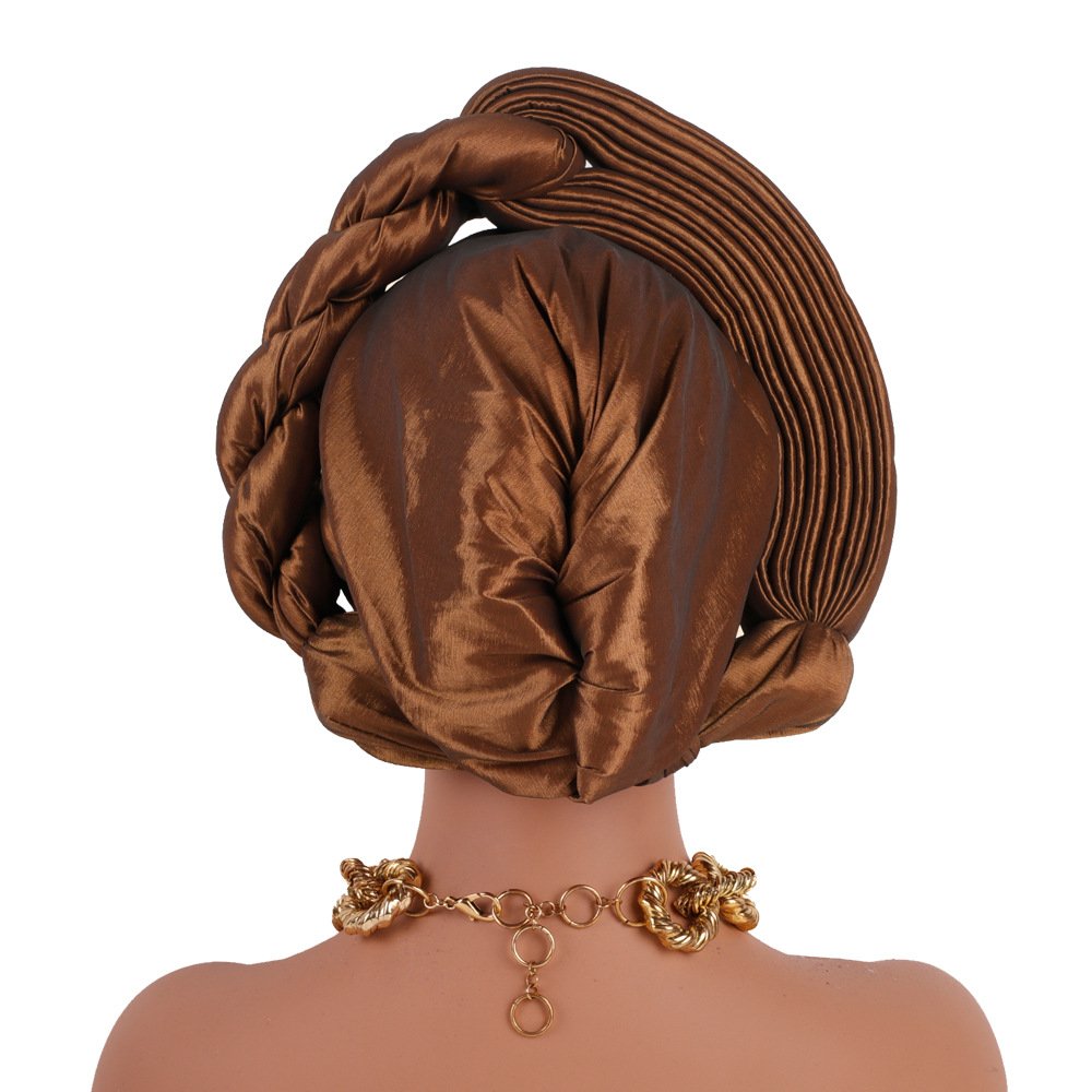 Whosale 2024 new arrival ladies beaded turbans headwear fashion plain pre-tied twisted muslim women's african hat styles