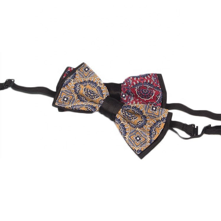 Custom Fraternity Silk Golden Stripe Private Label Selftie Silk Butterfly Bowties Logo Designer Mens Bow Ties