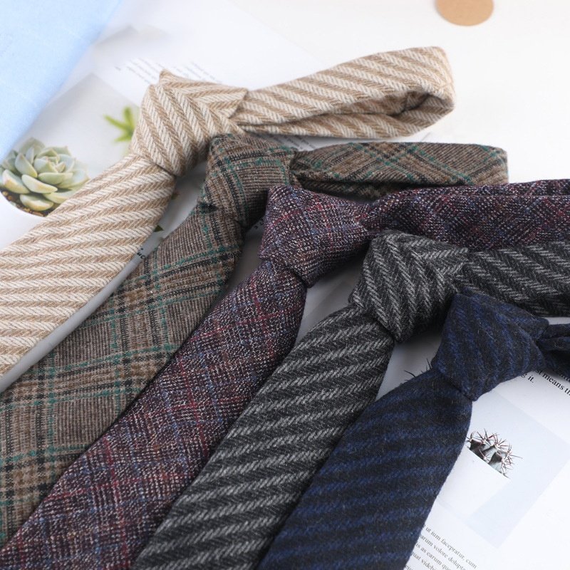 Top quality hot sale stock tie wool silk linen wool-neckties ready to ship low MOQ ties for men