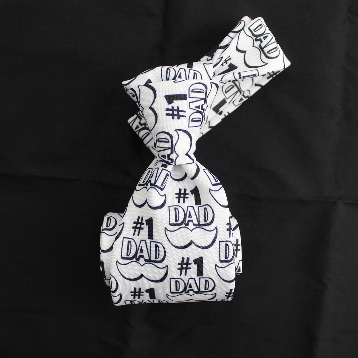 China High Quality Custom Printed Necktie Microfiber Polyester Mustache Black And White Father's Day Gift For Dad Ties For Men
