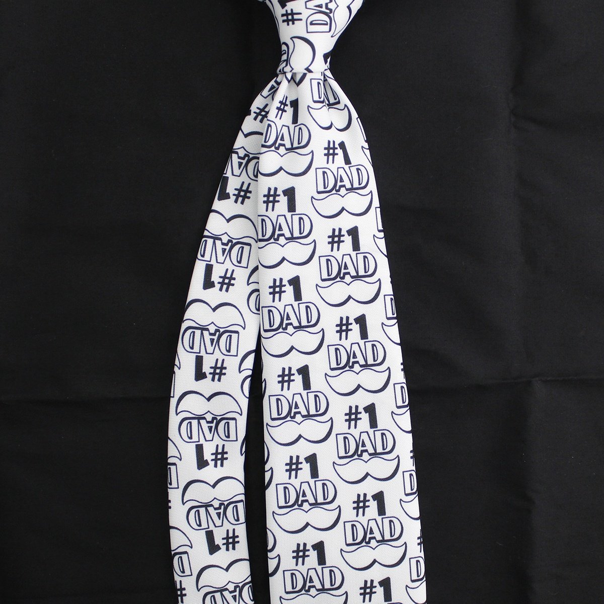 China High Quality Custom Printed Necktie Microfiber Polyester Mustache Black And White Father's Day Gift For Dad Ties For Men