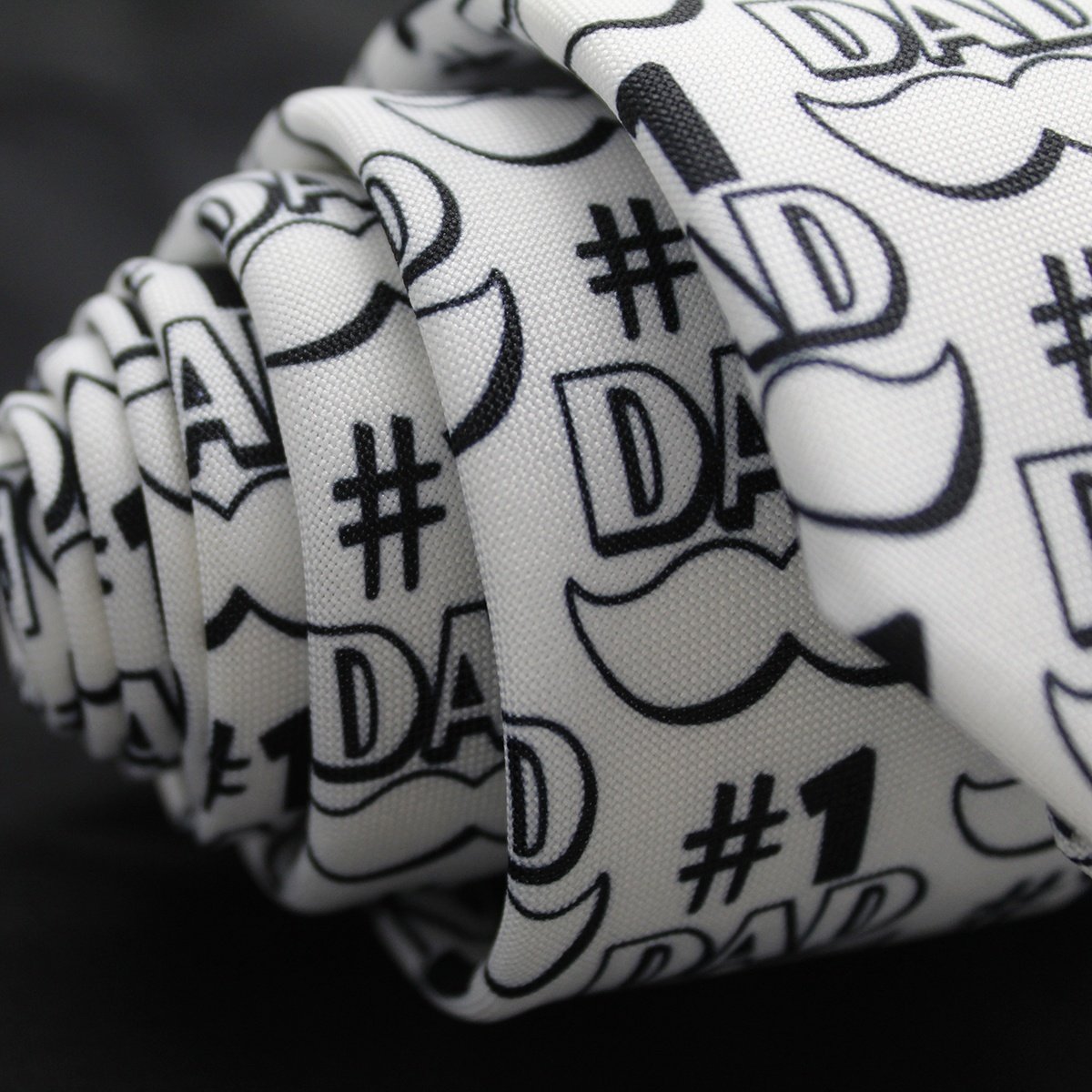 China High Quality Custom Printed Necktie Microfiber Polyester Mustache Black And White Father's Day Gift For Dad Ties For Men