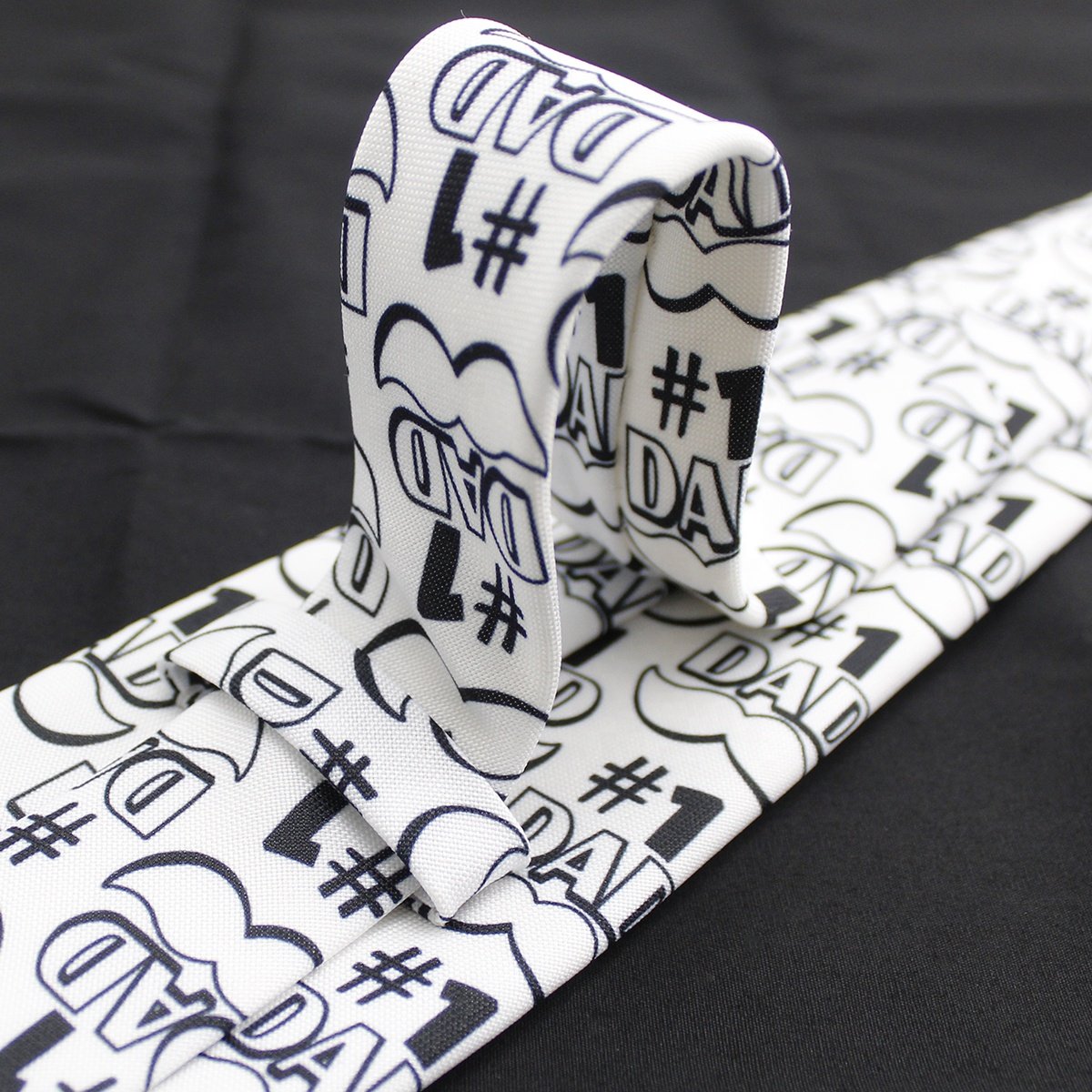 China High Quality Custom Printed Necktie Microfiber Polyester Mustache Black And White Father's Day Gift For Dad Ties For Men
