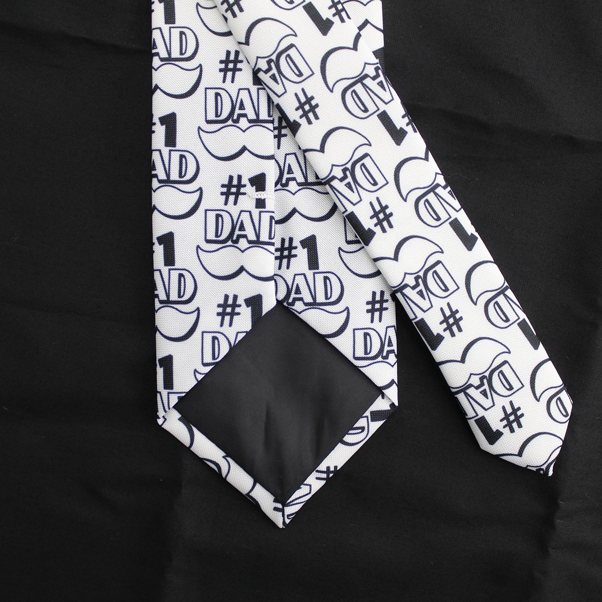 China High Quality Custom Printed Necktie Microfiber Polyester Mustache Black And White Father's Day Gift For Dad Ties For Men